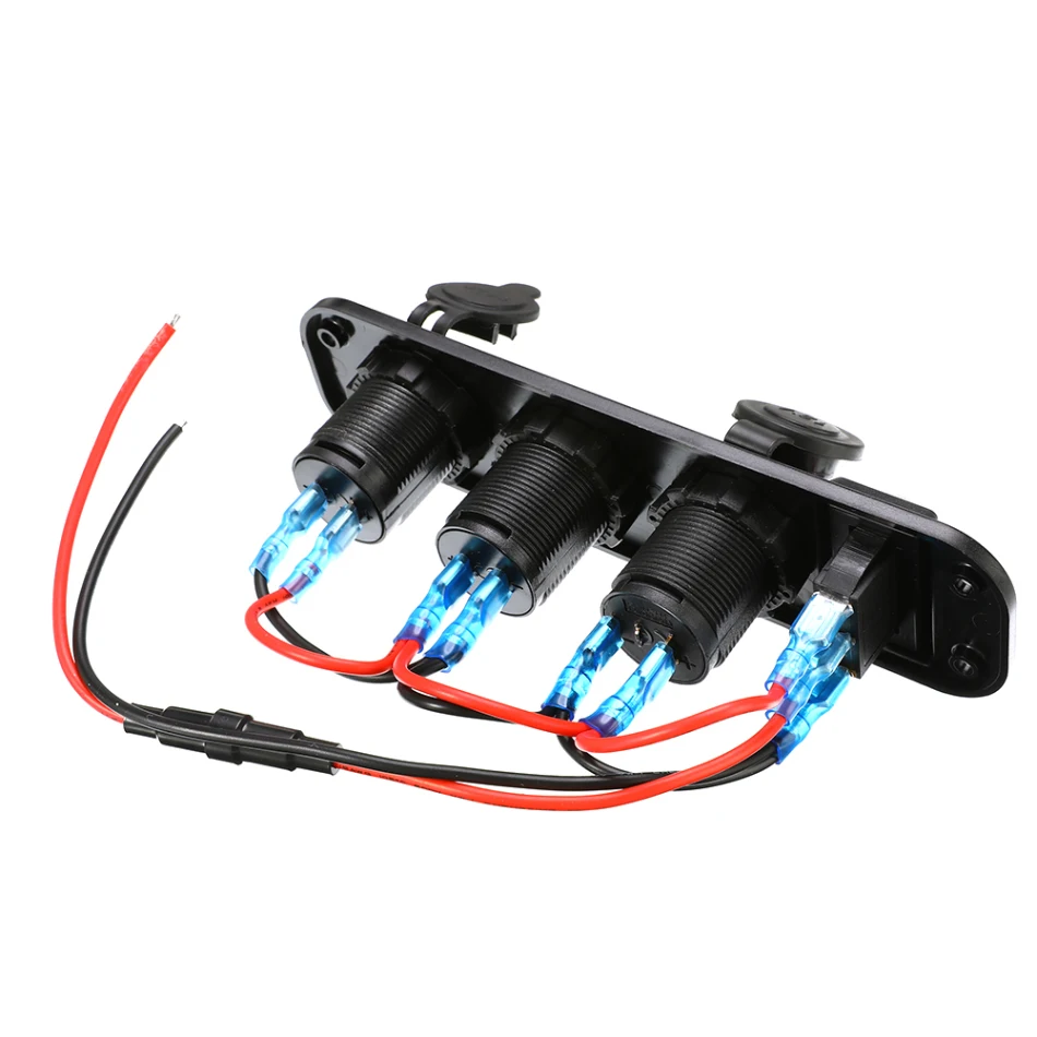 

4 Hole Dual USB Cigarette Lighter Marine Ignition Rocker Switch Panel Charger LED Voltmeter For RV Car Boat Trailer Truck Yacht