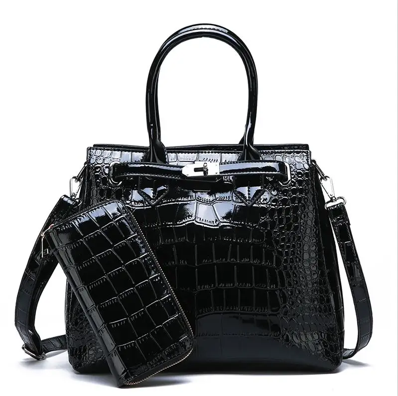 Роскошная женская сумка высокого качества, Классическая сумка с крокодиловым узором, брендовая дизайнерская Большая вместительная сумка через плечо
