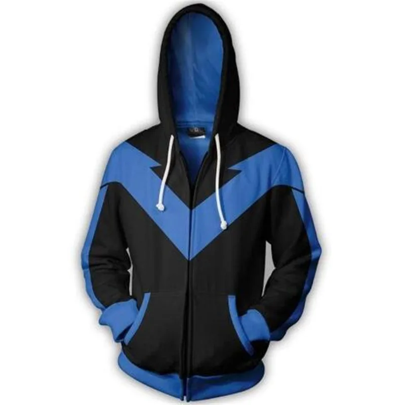DC супергерой костюм Nightwing с застежкой-молнией толстовка с капюшоном Для мужчин и женская одежда спортивный свитер для повседневной носки 3D печати