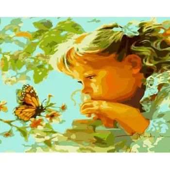 

SELILALI Butterfly And Kids Figure Painting By Numbers Kits For Adults Home Bedroom Wall Decor Picture Hand Painted Unique Gift