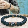 Volcanic Stone Bracelet for Men Lava Wooden 8mm Beads Bracelet Tibetan Buddha Wrist Chain Women Men's Jewelry Gift Bracelets ► Photo 2/6