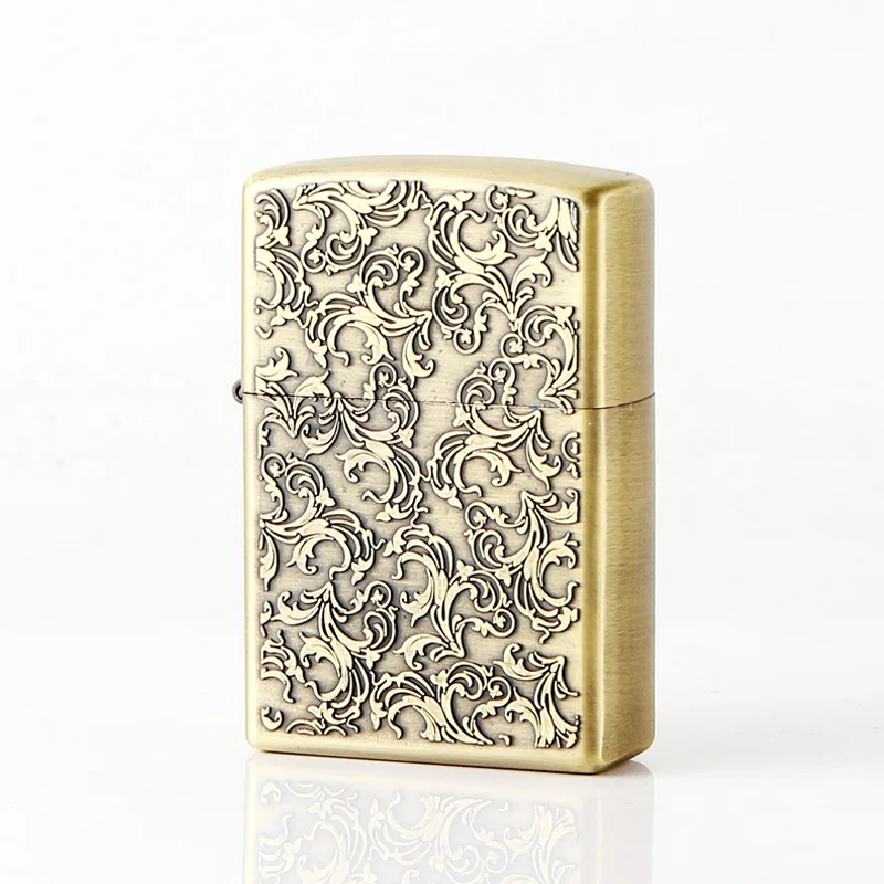 

Kerosene Lighter Tang grass pattern Cigarette Lighter Oil Metal Smooth Grinding Wheel Gift for Man Without Fuel