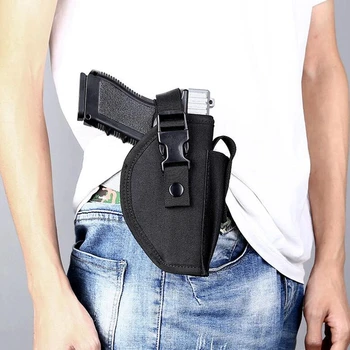 

Universal Tactical Pistol Gun Holster with Magazine Pouch Concealed Belt Holster Handgun Holder Fit Most Size for Right Hand