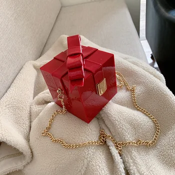 

Bow High quality Lady Tote Bag 2019 New Brand Vintage Luxury Designer Chain Shoulder Messenger Bag Fashion Box Red Women Handbag