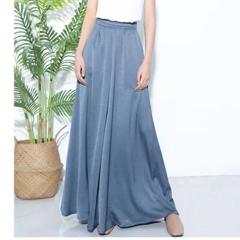 

2020 Summer Fashion New Female Casual Pants High Waist Satin Skirt Pants Wide-leg Wide Pants Trousers for Women