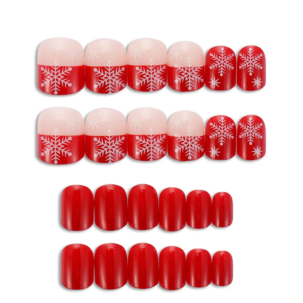 24 шт., круглые накладные ногти, накладные ногти с плоским верхом, искусственные ногти для женщин, рождественские накладные ногти, дизайн, ежедневное украшение для маникюра - Цвет: 02