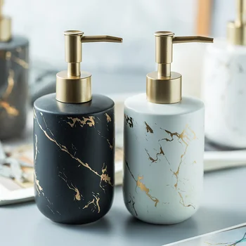 

Empty Matte Marble Pattern Bathroom Liquid Soap Dispenser Ceramic Lotion Bottle for Kitchen Hand Sanitizer Bottle Dispenser
