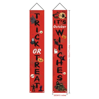 

Halloween Decoration Set Trick or Treat Door Couplet Porch Banner Hanging Flag