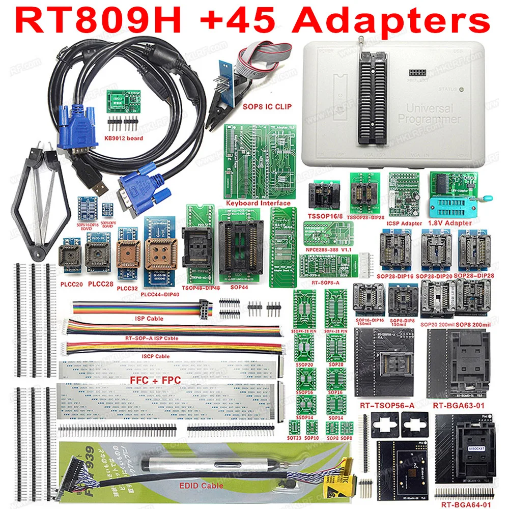 RT809H emmc-nand вспышка чрезвычайно быстрый Универсальный программатор+ 38 деталей+ кабель EDID с кабелями emmc-nand