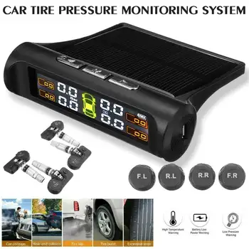 

NEW Solar USB TPMS Car Tire Pressure Alarm Monitor System 4 Wheel Internal External Tyre Sensor for SUV Temperature Warning