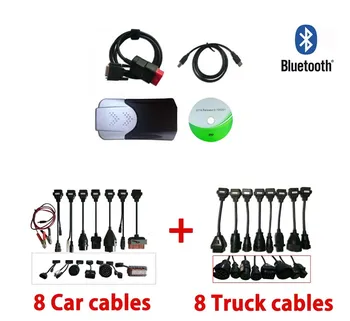 

DHL free shipping 2016r0 keygen for delphis VD DS150E CDP OBD2 diagnostic tool with bluetooth scanner +8pcs car/ truck cables