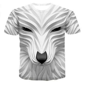 

2019 New Summer Creative Wolf printed 3D T shirts Men T-shirts New Design Tops Tees Short Sleeve Shirt Summer Animal Drop ship