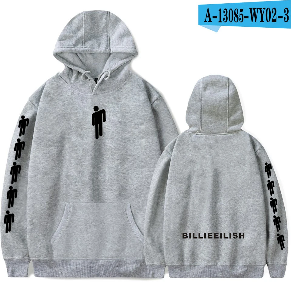 Новая горячая Billie Eilish Толстовка Мужская Черная хлопковая толстовка пара Billie Eilish Толстовка простая сохраняющая тепло Женская/Мужская толстовка одежда - Цвет: Gray6