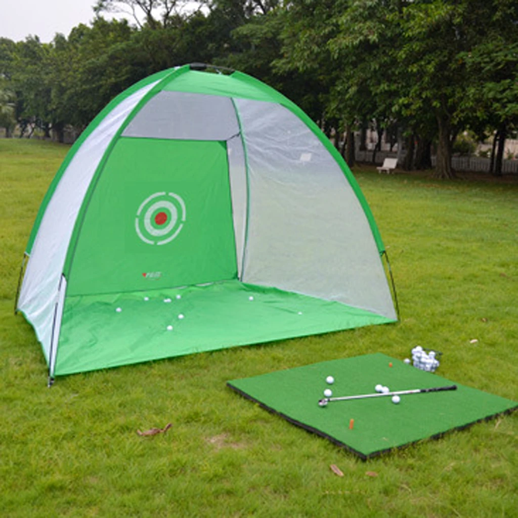 Children Golf Practice Set Putting Mat Chipping Net Carry Bag Included Green
