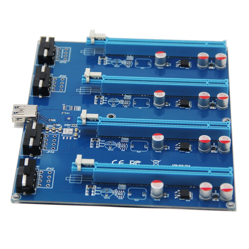 PCI-E X1 TO 4PCI-E X16 Kit 1 to 4 Port PCI Express Multiplier HUB Riser Card New