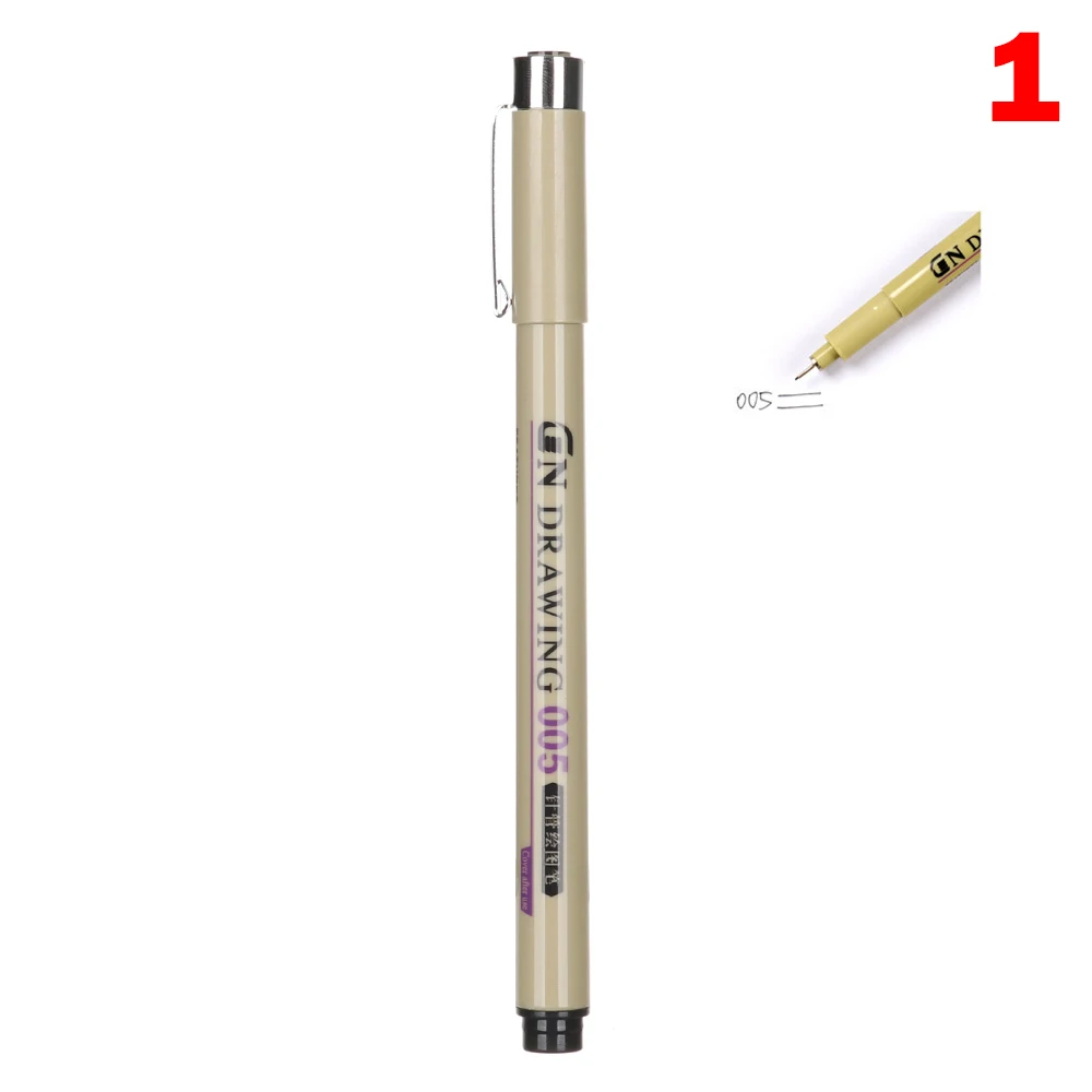 0.05 Pigment Liner чернила художественный маркер ручка-перо 0,05 0,1 0,2 0,3 0,4 0,5 0,8 разных перьями черного ручной росписью эскизов ручки-щетки - Цвет: 0.05