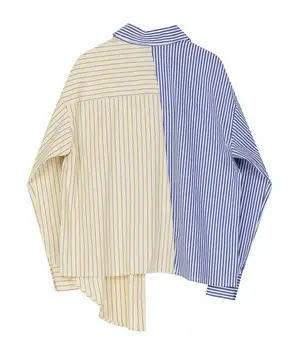

CuteNOVA Striped Hit Color Women's Shirt Lapel Collar Long Sleeve Patchwork Large Size Loose Irregular Blouse Female New 2020