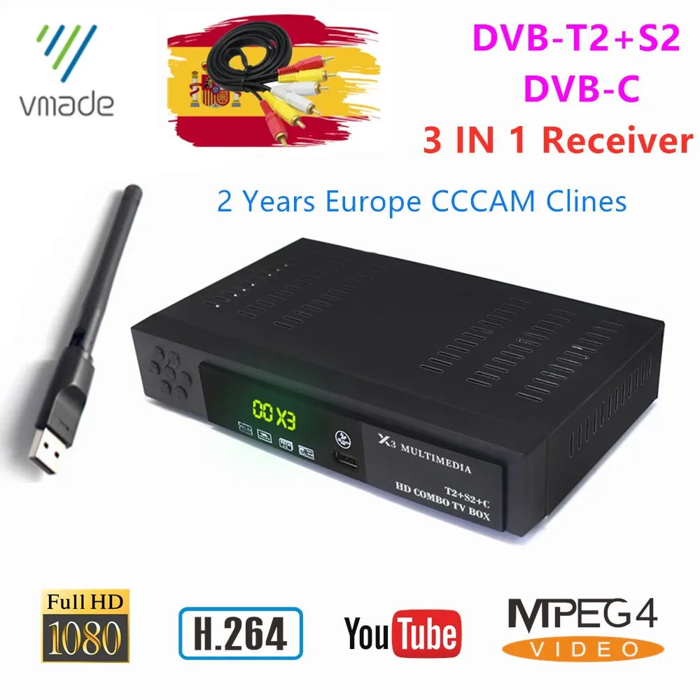 

Vmade HD 1080p Digital Terrestrial Satellite TV Receiver DVB T2 S2 DVB-C H.264 TV Tuner Receiver Support CCCAM YouTube TV Box