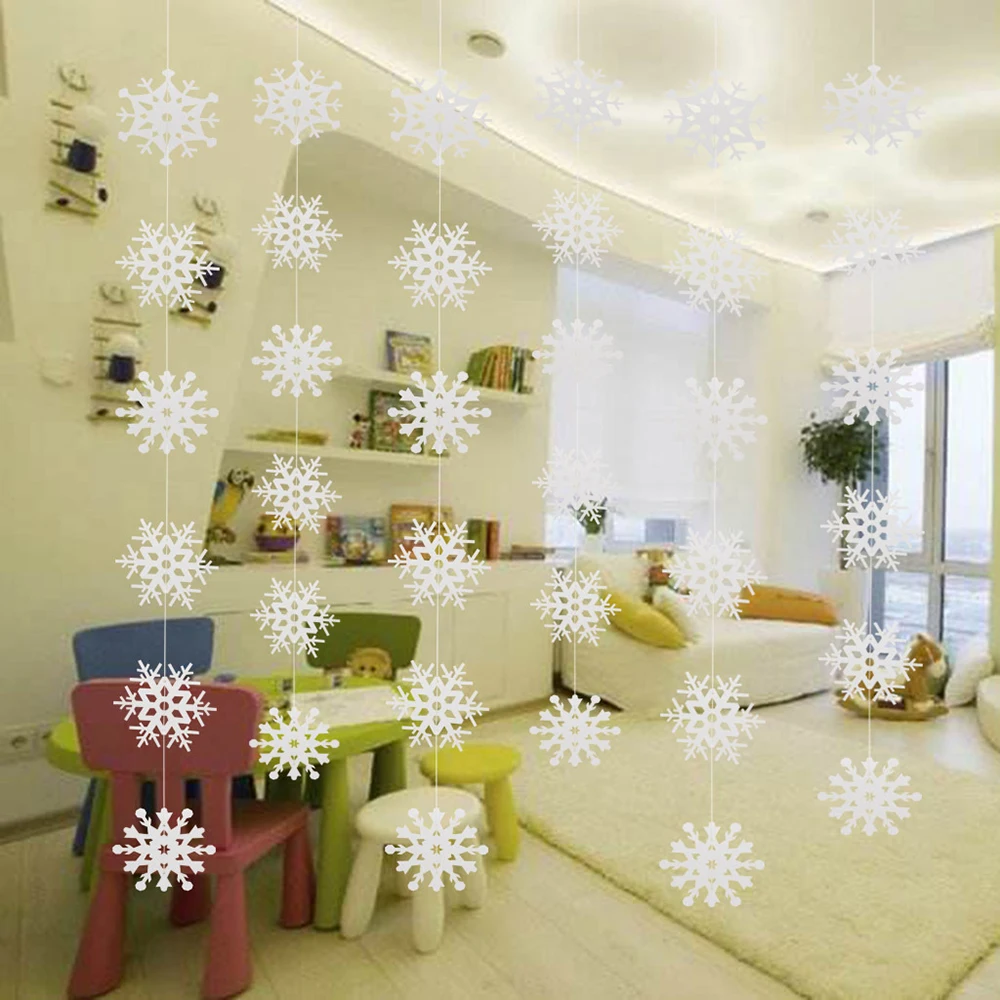 

Christmas Explosion Snowflake Christmas Snowflake String Charm Laser Hollow Festival Pendant Personality Decoration Hanging Flag