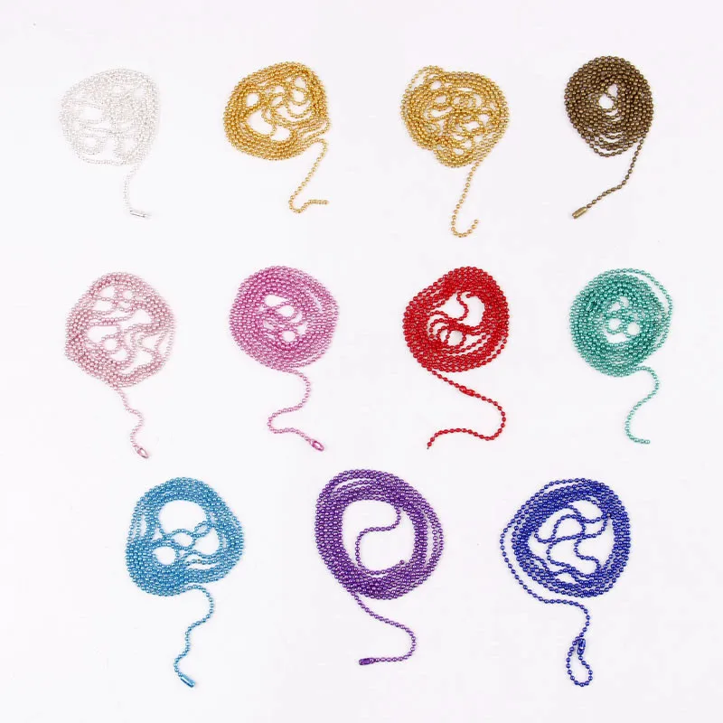 

5-10pcs 1.5mm 11 Colors Ball Beads Chain Necklace Bead Connector For Handmade DIY Jewelry Accessories Length 70cm (27.5 inch)