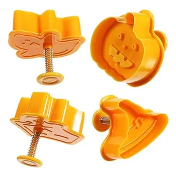

4Pcs/set Halloween Biscuit Cookie Fondant Mold Chocolate Cake Cutter Mould DIY Baking Tool Halloween cookie mold