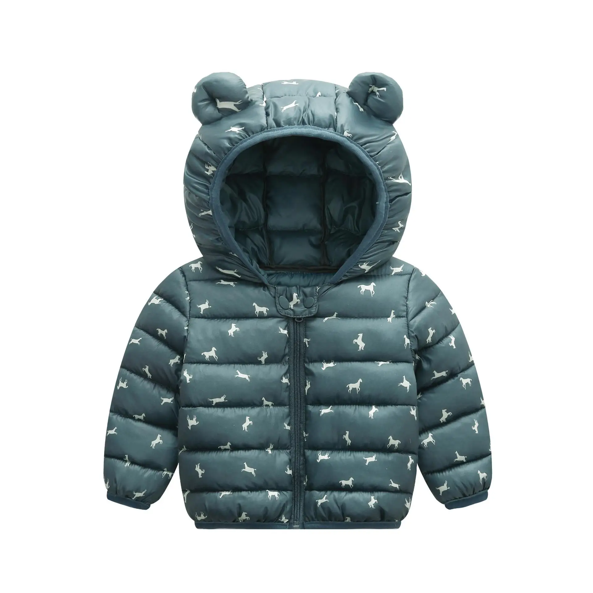 Г. Официальный магазин, модное пальто для младенцев зимняя детская одежда с милыми ушками хлопковая куртка для маленьких девочек и мальчиков - Цвет: greenbd
