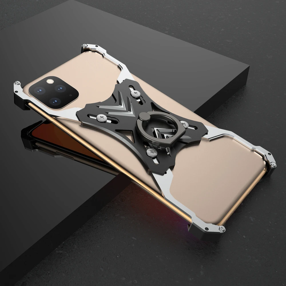 Для iPhone 11 Pro Max чехол Роскошный тонкий жесткий металлический алюминиевый сплав кольцо держатель противоударный Броня бампер чехол для iPhone 11