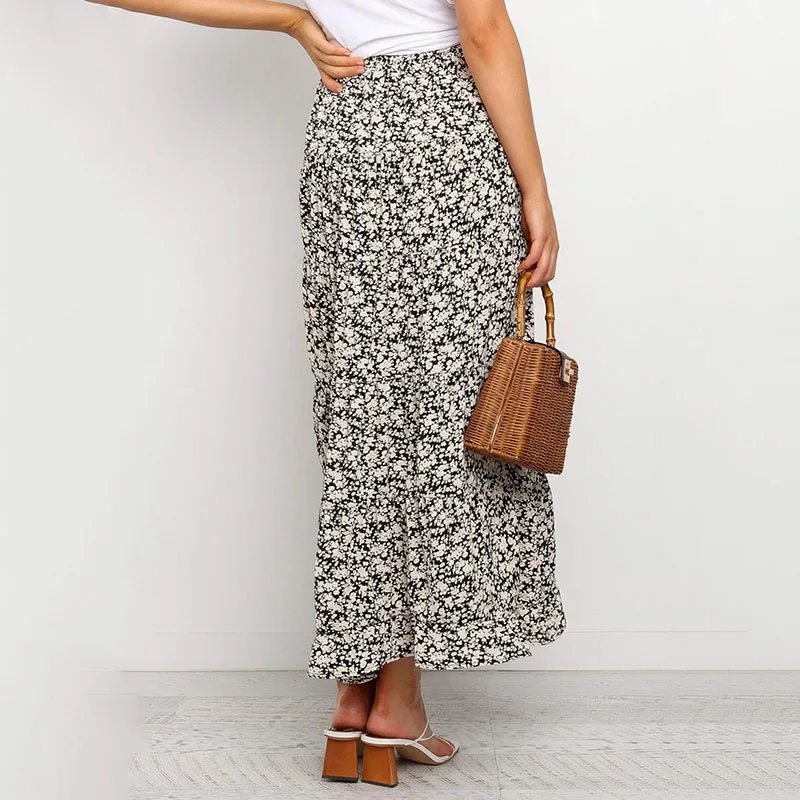 New Vintage High Waist Printing Irregular Women Skirts Spring Summer Beach Casual Women Mini Skirts Pleated Skirt Clothes  (12)