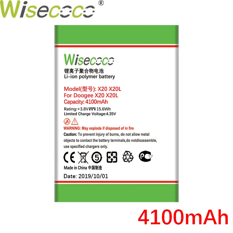 WISECOCO 4100 мАч батарея 17582580 Для DOOGEE X20 X20L мобильного телефона новейшее производство высокое качество батарея+ номер отслеживания