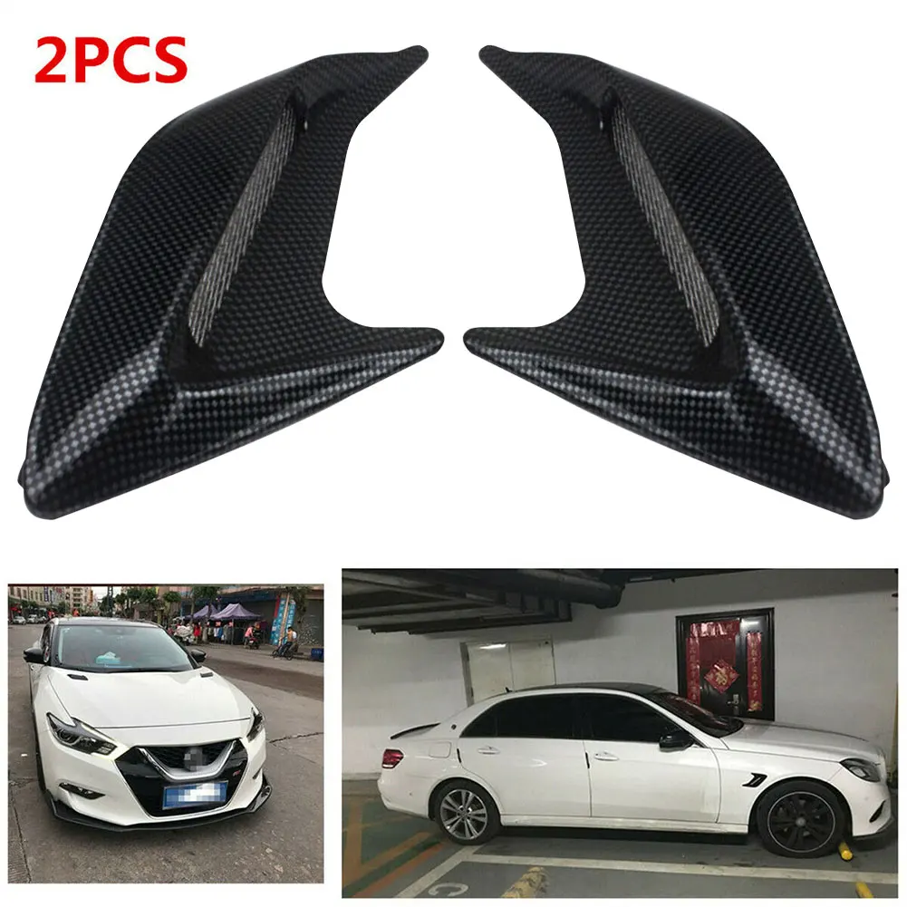 

2pcs Carbon Fiber Style Fake Vent Air Flow Fender Deco 3D Shark Grille Sticker