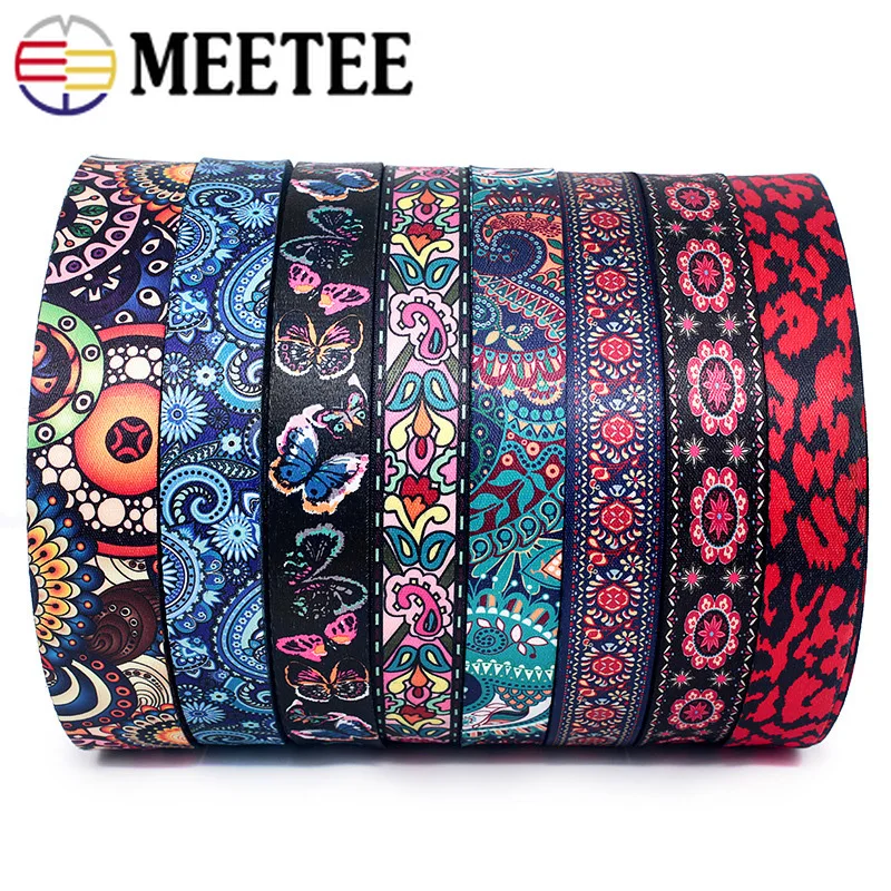 

Meetee 5Meters 38mm Fashion Print Ethnic Jacquard Webbing Bags Strap Belt Ribbon DIY Textile Clothing Belt Decor Sew Accessory