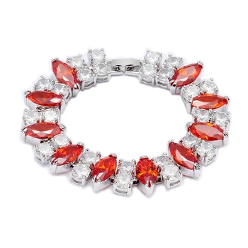 

SHUNXUNZE Luxury Engagement Wedding Tennis Bracelet for Woman christmas gift dropshipping Red Cubic Zirconia Rhodium Plated R665