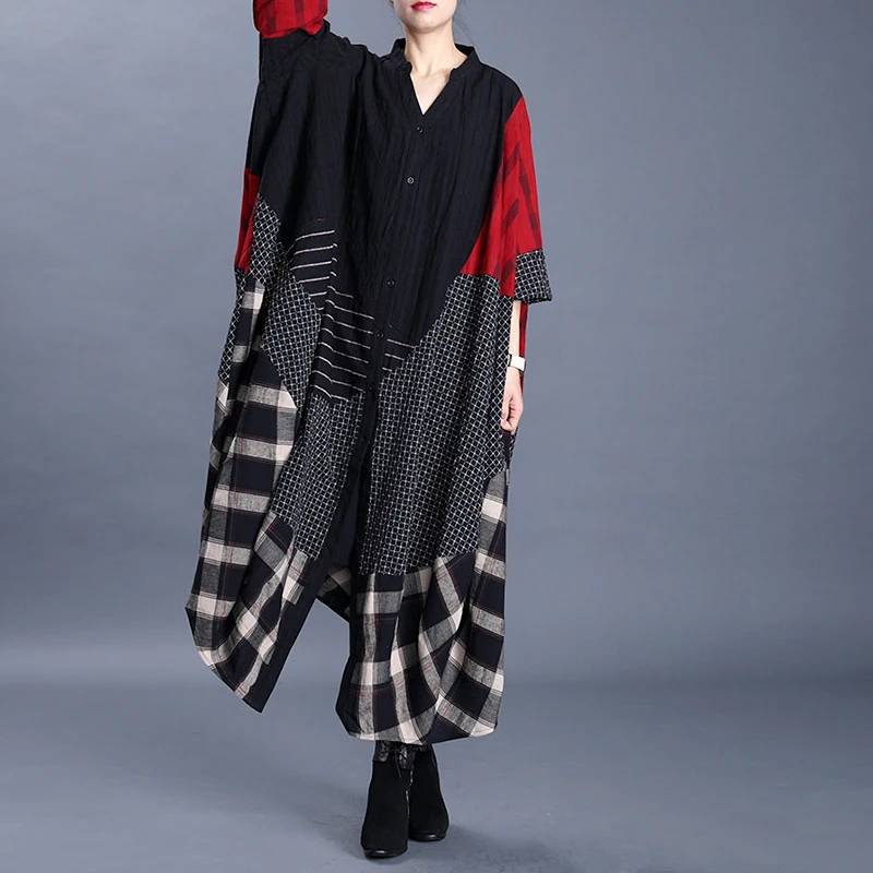 

2020 Spring New Large Size Women's Original Ethnic Style Cotton and Linen Irregular Long Thin Coat Windbreaker Women
