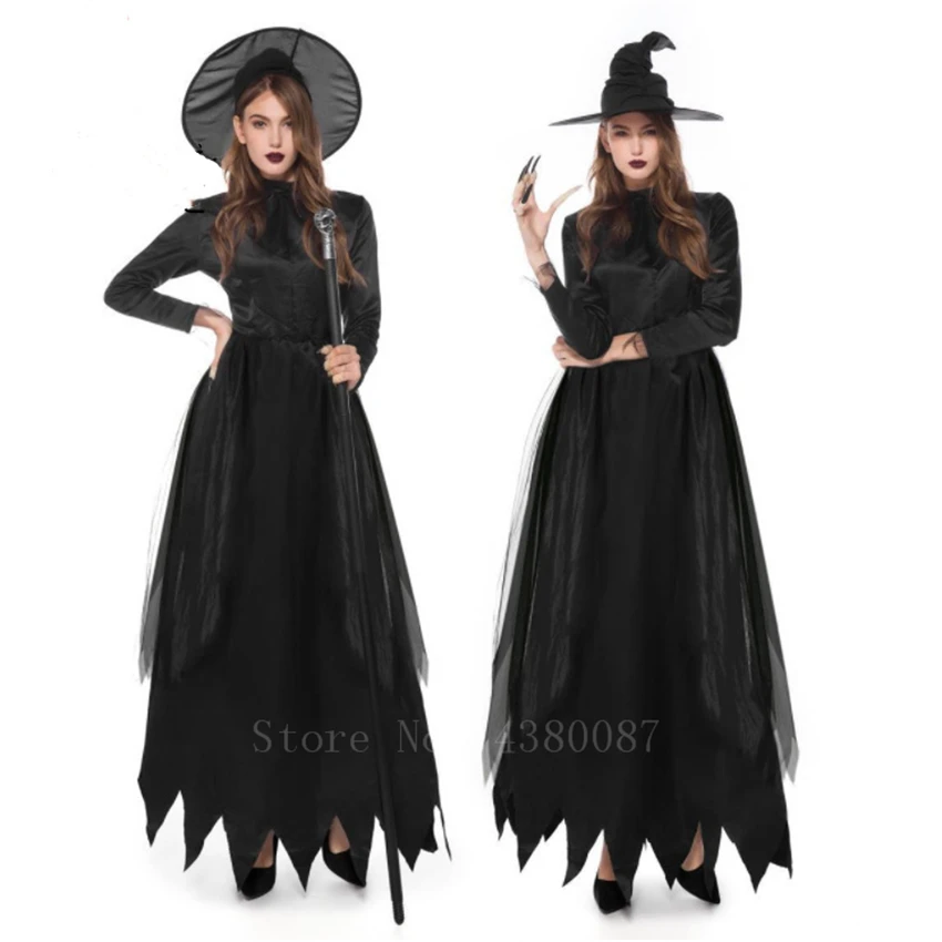 

Woman Scary Witch Cosplay Costume Halloween Carnival Balck Vampire Dress Horror Fancy Wizards Devil Masquerade Party Wear