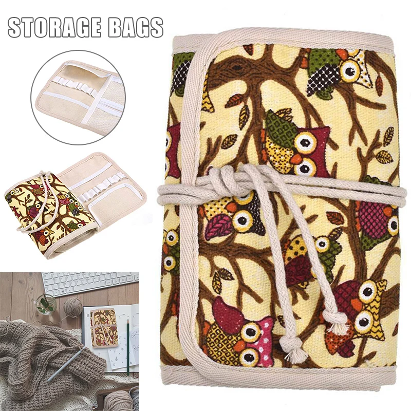 

Owl Crochet Hook Case Needle Holder Storage Organizer Roll Bag Knitting Accessories FAS6