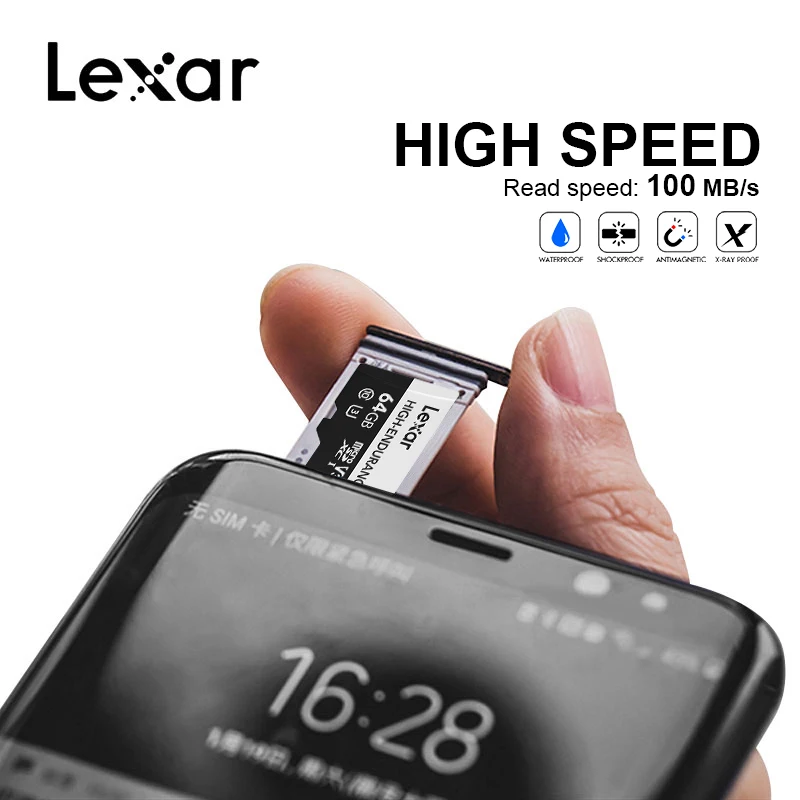 Lexar, высокопрочная Micro sd карта, 128 ГБ, высокая емкость, 32 ГБ, 64 ГБ, карта памяти, tf карта для телефона huawei