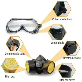 

Double tank activated carbon gas mask TPR Eye Mask Mask 2 piece set Efficient protection PM2.5 dustproof Motorcycle Accessories