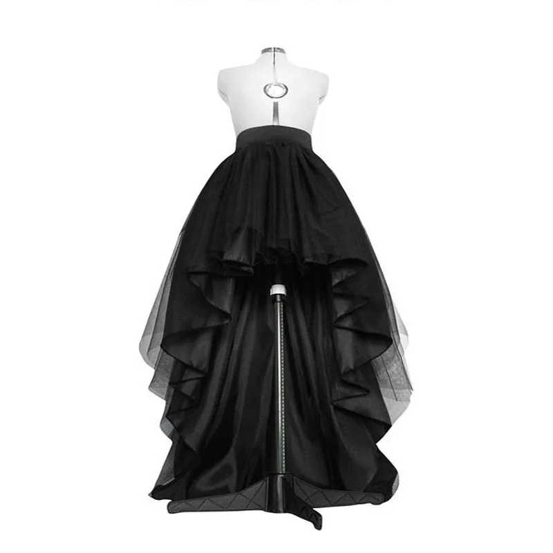 Mingli Tengda High Low Black Tulle Skirt Asymmetrial Hem Tutu Layered Wedding Gown High Waist Pleated Prom Skirt Gala Stylish pink prom dress Prom Dresses