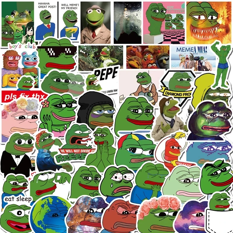 Frog PEPE Helmet Meme Stickers Notebook Skateboard Computer Bicycle Graffiti Kid Toys