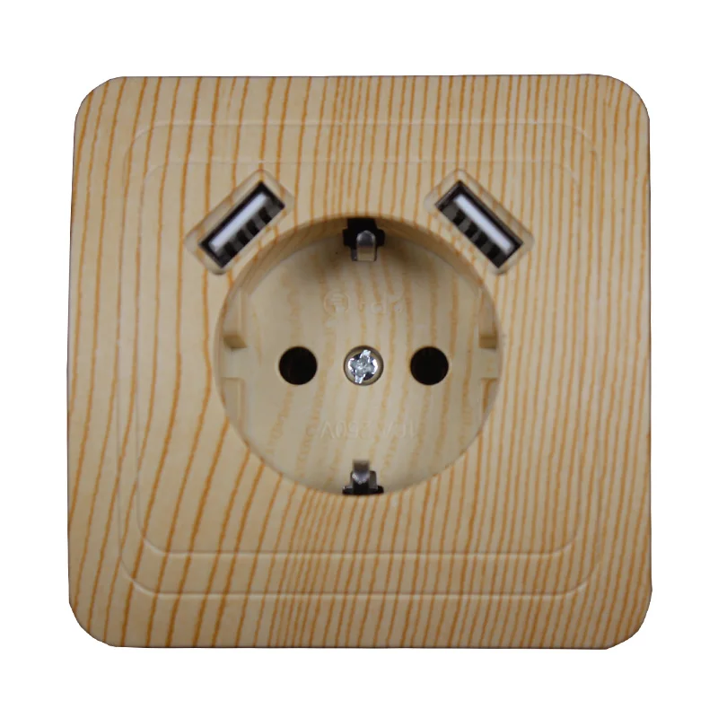 

2019 new style USB Wall Socket Free shipping Double USB Port 5V 2A wood tree color prise usb murale steckdose FB-02