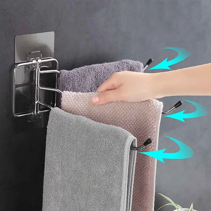 

Towel Bar 180 Degree Towel Rack Bathroom Kitchen Wall-mounted Towel Rack