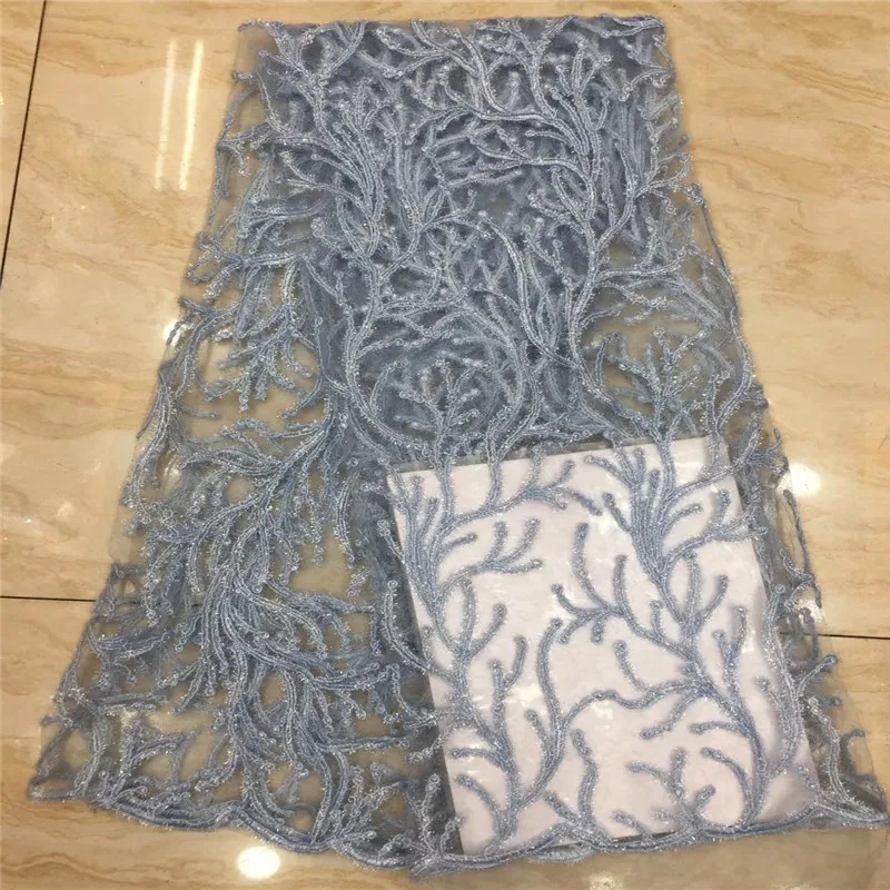 

African 3D Tulle Lace Fabric 2019 High Quality African French Lace Fabric Nigerian Embroidery Tulle French Lace Grey