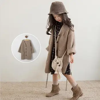

2019 new wholesale girls knitted sweater autumn winter fashion girls cardigan 4-9t C193