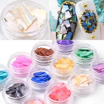 

12 Colors Irregular Shell Flakes Set Natural Crushed Stone Nail Art Decoration Thin Slice Gravel Shell Sheet
