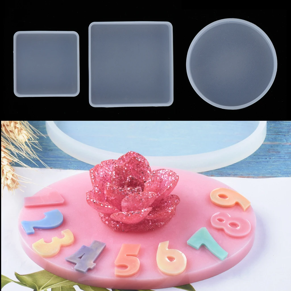 DIY силиконовые подставки смолы формы, эпоксидные литые формы круглые или квадратные формы для смолы, бетона, цемента, украшения дома