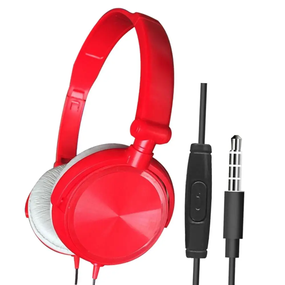 Проводные Складные басовые наушники на ухо с микрофоном 3,5 мм интерфейс наушники для смартфонов настольный компьютер ноутбук ПК гарнитура - Цвет: red