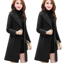 Женское шерстяное пальто, зимнее Новое повседневное корейское пальто, изящное длинное пальто, костюм с длинными рукавами, женская мода, большие размеры