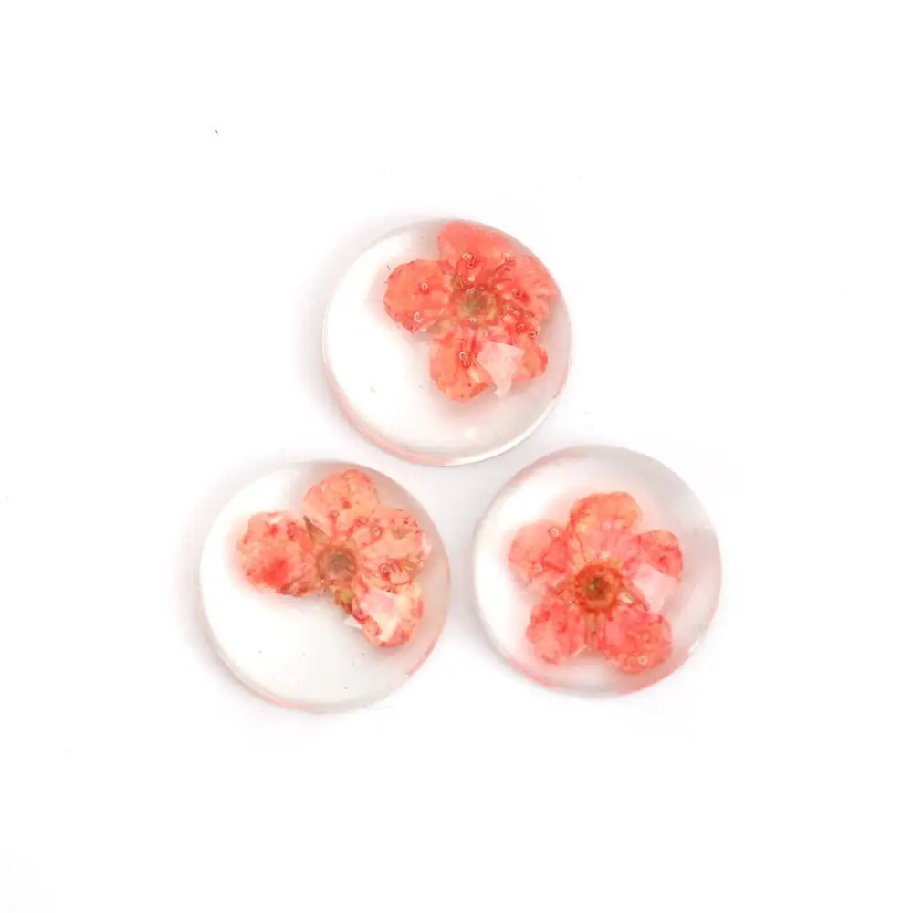 

Doreen Box Resin & Real Dried Flower Dome Seals Cabochon Round Red Transparent DIY Fashion Jewelry For Women 13mm Dia., 10 PCs