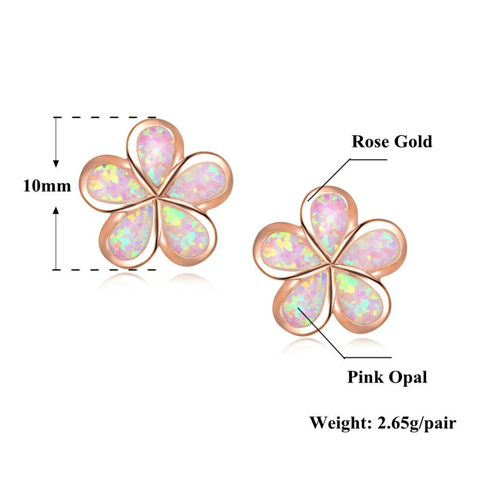 CiNily нежный розовый огненный опал цветок из розового золота для женщин девушек украшение-гвоздик серьги OH4711