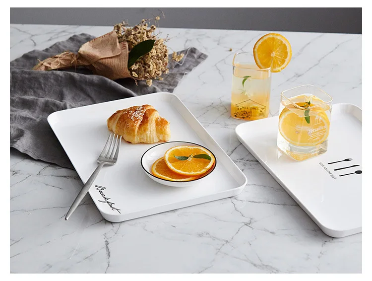 Простой европейский стиль белая тарелка для завтрака 11,6 ''X 8,3'' тарелка для хлеба и масла креативный прямоугольный поднос для фруктов AKUHOME